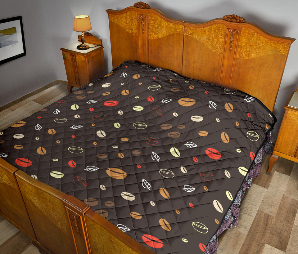 Coffee Bean Leave Pattern Premium Quilt