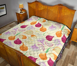 Onion Garlic White Red Pattern Premium Quilt