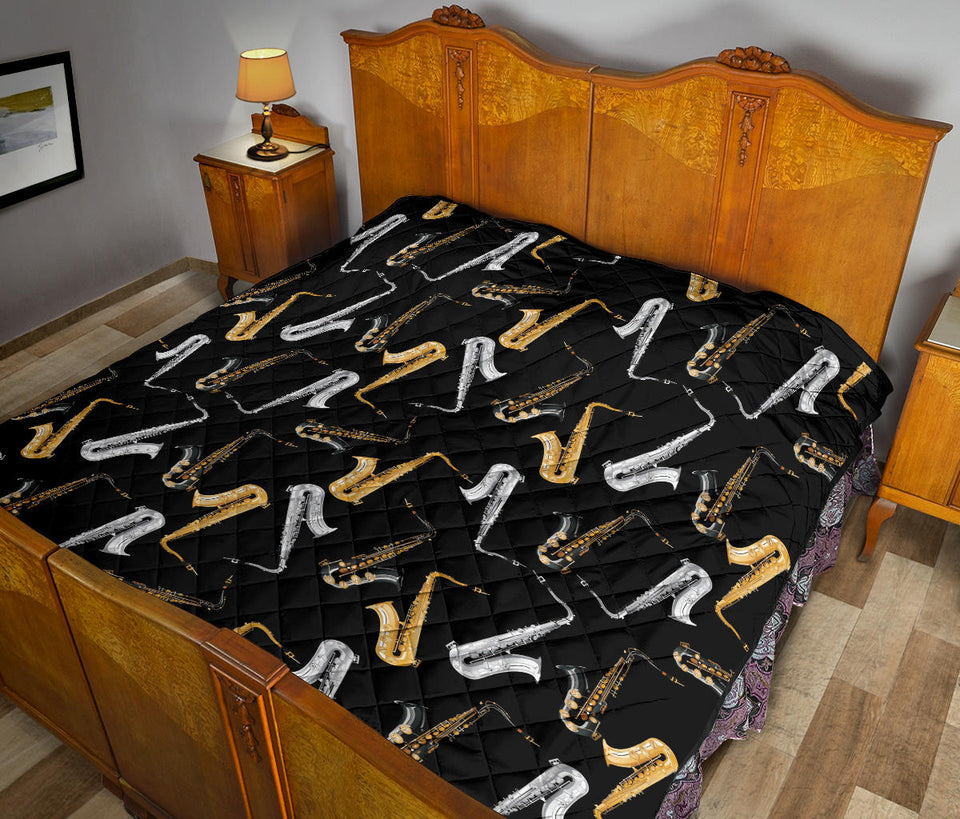 Saxophone Design Pattern Premium Quilt