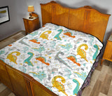 Cute Funny Kids Dinosaurs Pattern Premium Quilt