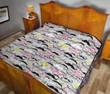 Mustache Beard Pattern Print Design 02 Premium Quilt
