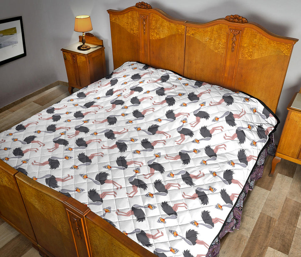 Ostrich Pattern Print Design 02 Premium Quilt