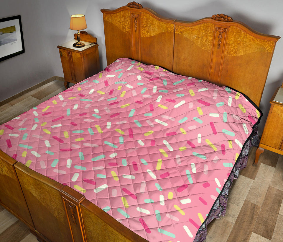 Pink Donut Glaze Candy Pattern Premium Quilt