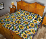 Sunflowers Ribbon Background Premium Quilt