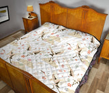 Beautiful Japanese Cranes Pattern Premium Quilt