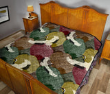 Japanese Cranes Flying Forest Dot Pattern Premium Quilt