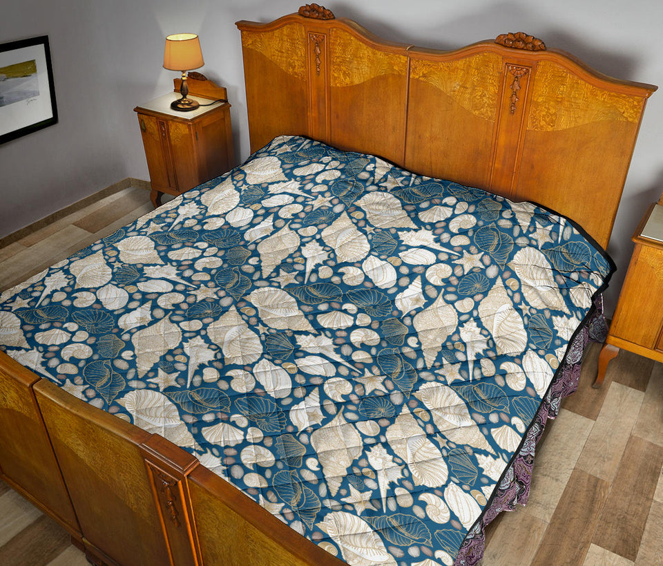 Shell Polynesian Tribal Design Pattern Premium Quilt
