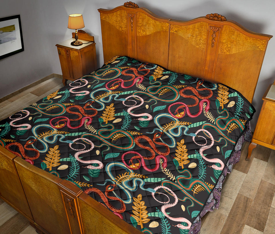 Colorful Snake Plant Pattern Premium Quilt