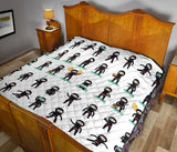 Cute Ninja Katana Sword Pattern Premium Quilt