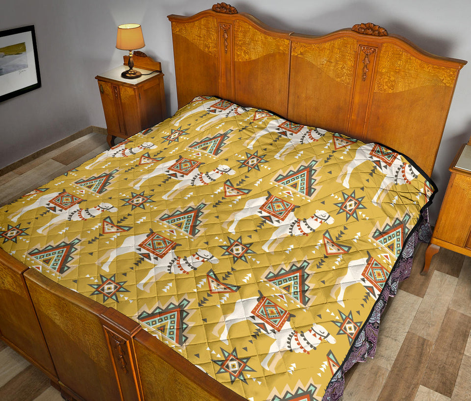Camels Ethnic Motif Pattern Premium Quilt