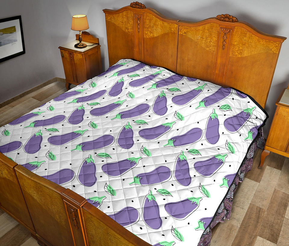 Eggplant Pattern Print Design 05 Premium Quilt
