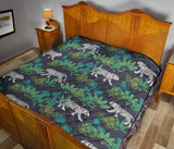 White Bengal Tigers Tropical Plant Premium Quilt