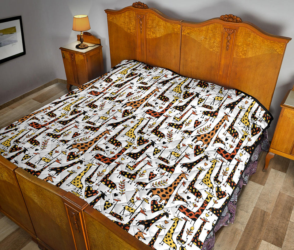 Giraffe Pattern Print Design 05 Premium Quilt