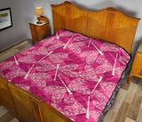 Beautiful Dragonfly Pink Background Premium Quilt