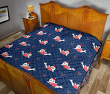 Cute Sea Lion Seal Christmas Hat Candy Cane Heart Pattern Premium Quilt