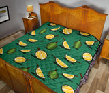 Durian Pattern Green Background Premium Quilt