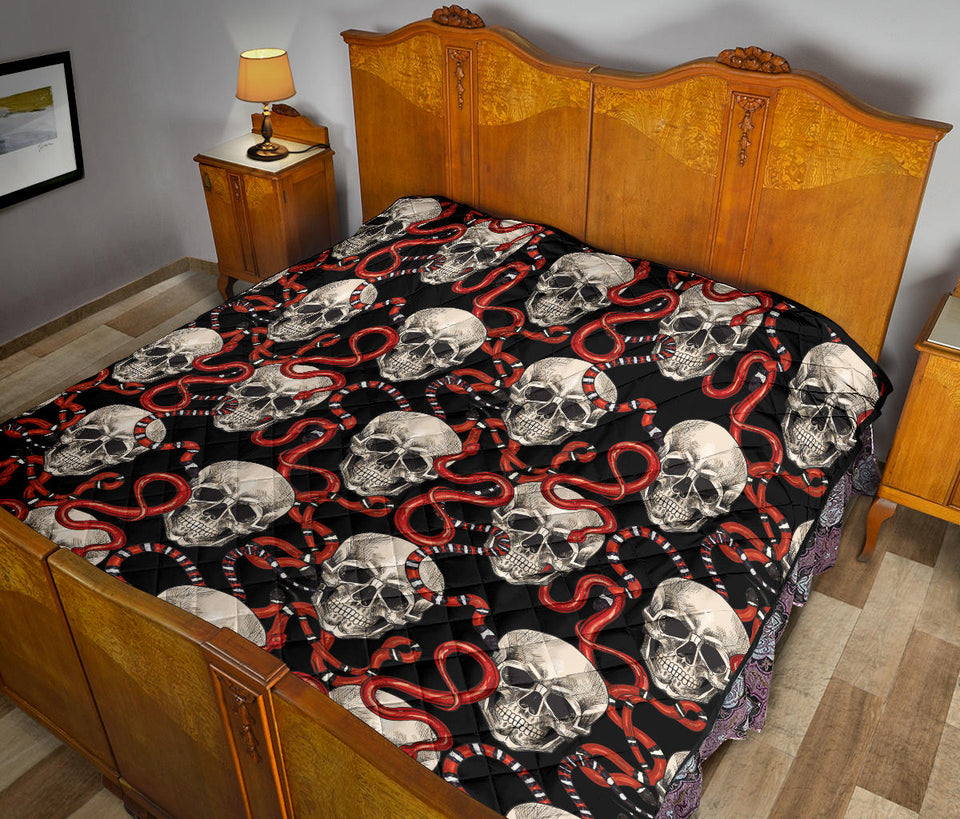 Red Snake Skull Pattern Premium Quilt