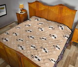 Cute Raccoon Heart Pattern Premium Quilt