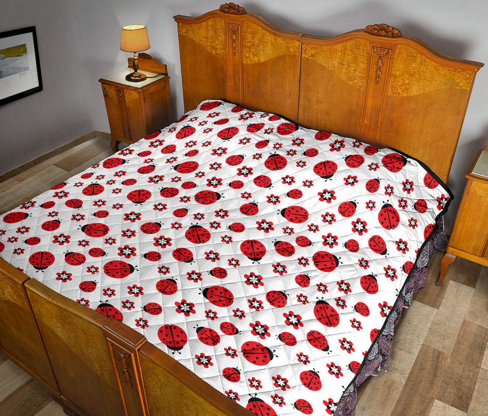 Ladybug Pattern Print Design 04 Premium Quilt