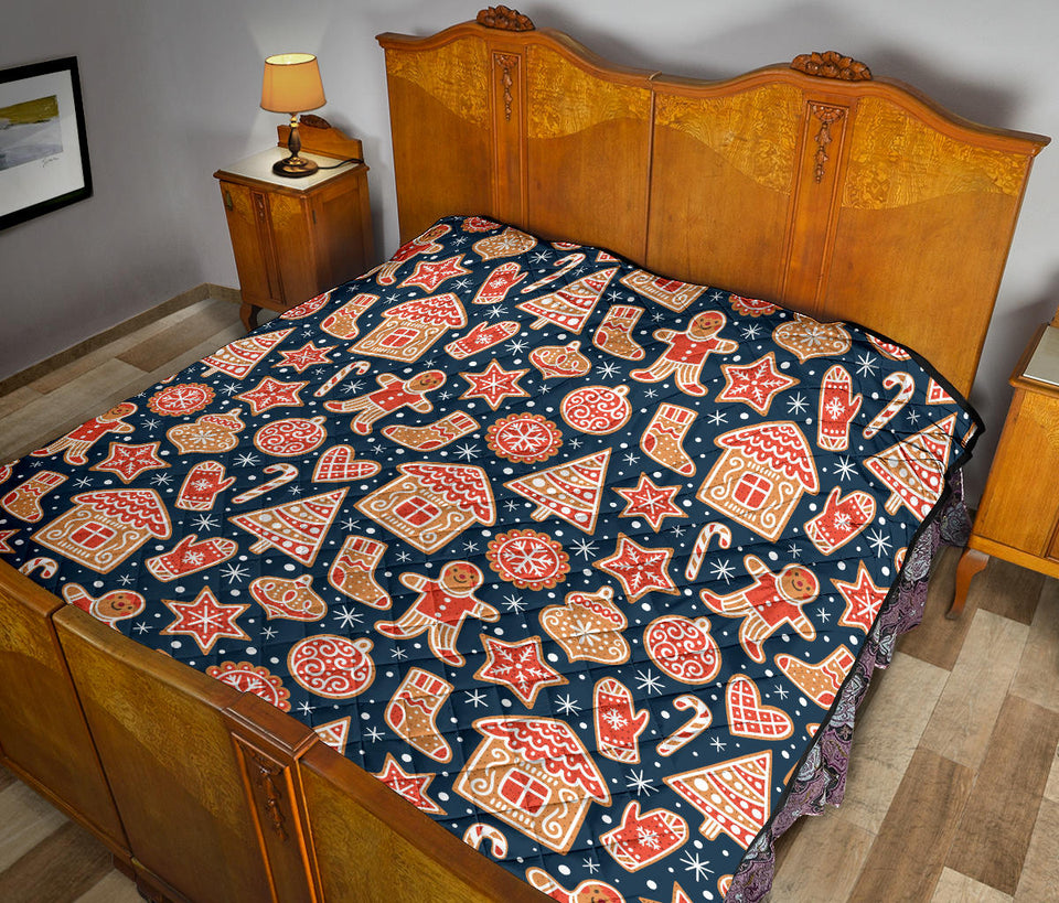 Christmas Gingerbread Cookie Pattern Premium Quilt