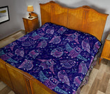 Cute Owls Pattern Boho Style Ornament Premium Quilt