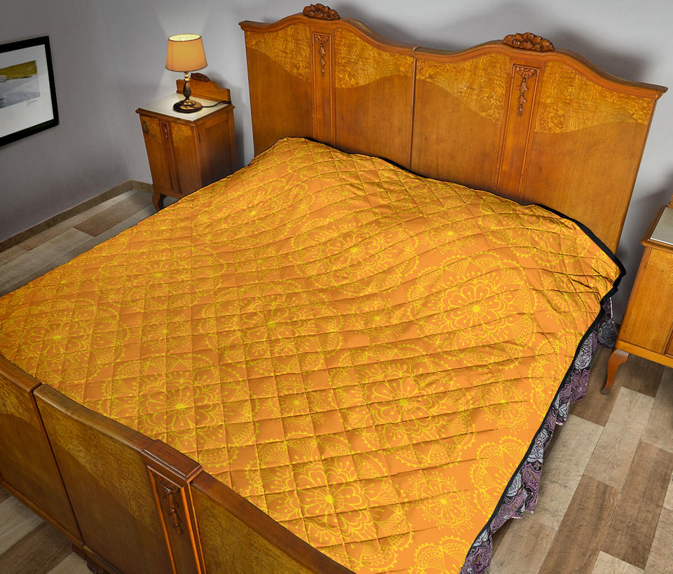 Orange Traditional Indian Element Pattern Premium Quilt