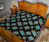 Sea Turtle Blue Stone Pattern Premium Quilt