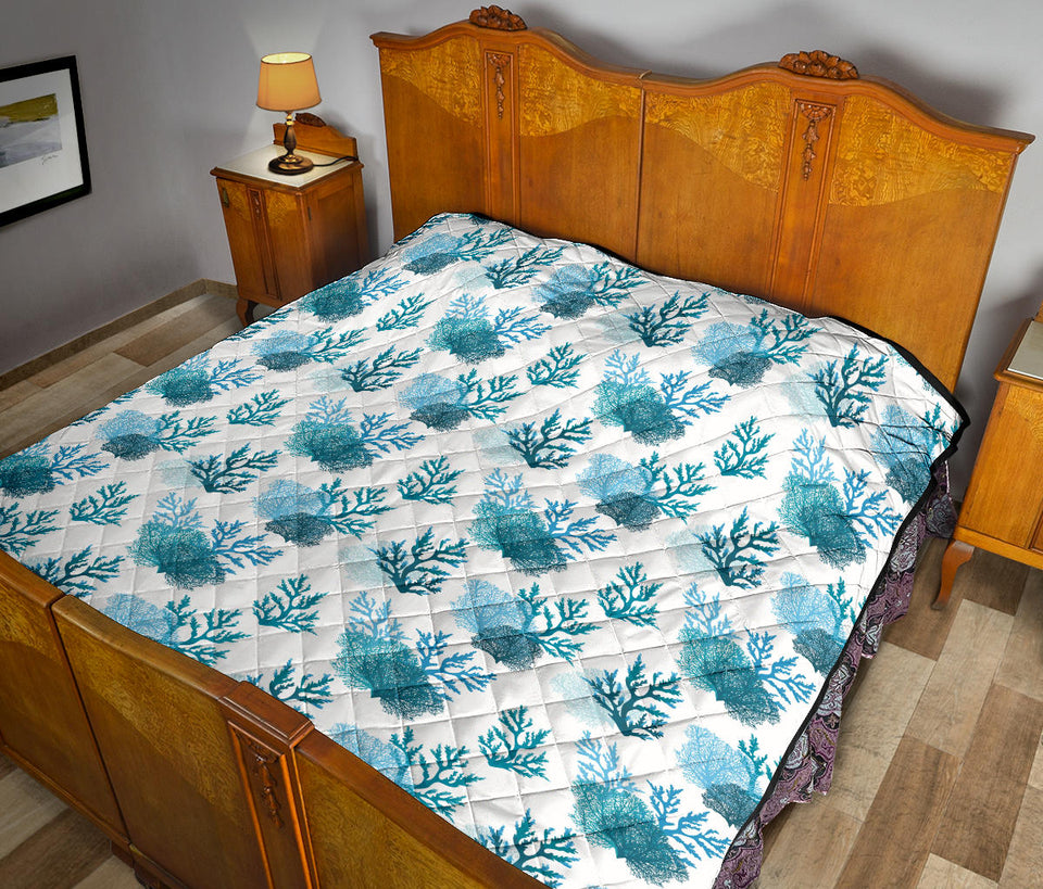 Coral Reef Pattern Print Design 04 Premium Quilt