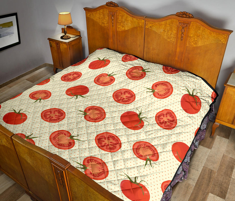 Tomato Dot Background Premium Quilt