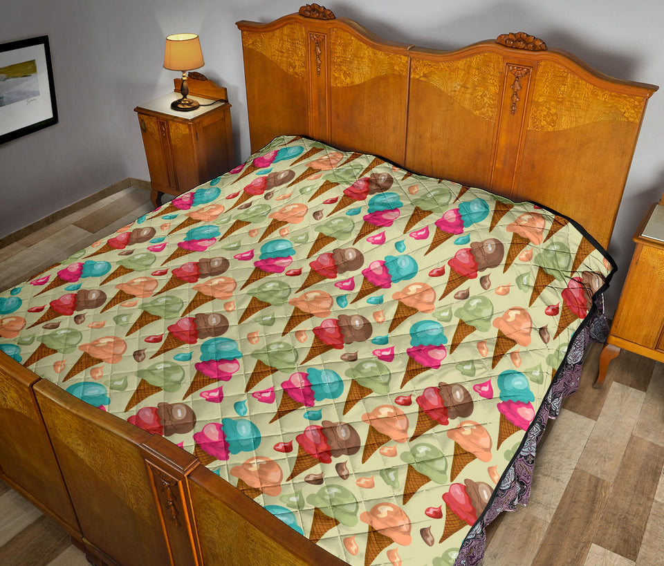 Colorful Ice Cream Pattern Premium Quilt