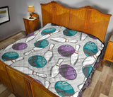 Bowling Ball And Pin Gray Background Premium Quilt