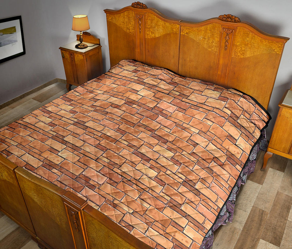 Brick Printed Pattern Print Design 04 Premium Quilt