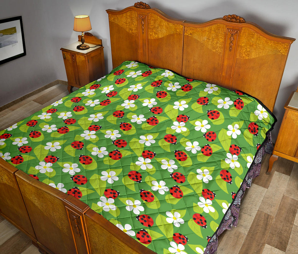 Ladybug Pattern Print Design 01 Premium Quilt