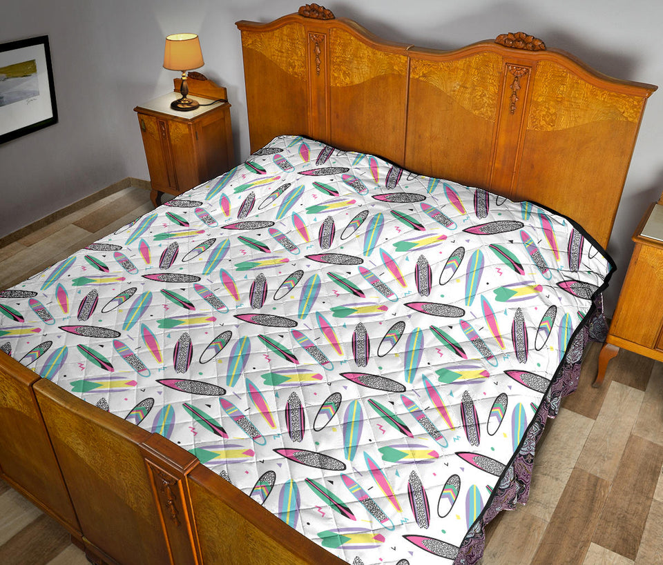 Surfboard Pattern Print Design 04 Premium Quilt