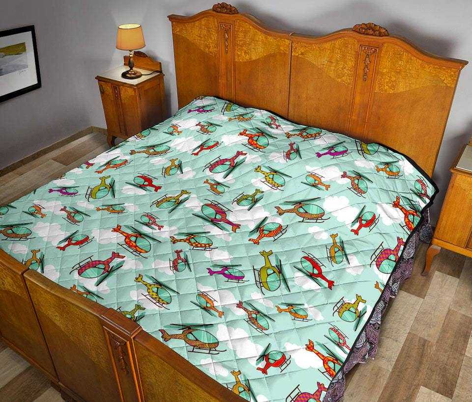 Helicopter Design Pattern Premium Quilt