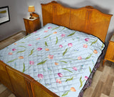 Watercolor Tulips Pattern Premium Quilt