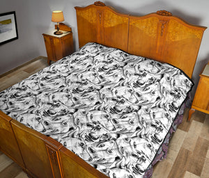 Greyhound Pattern Print Design 01 Premium Quilt