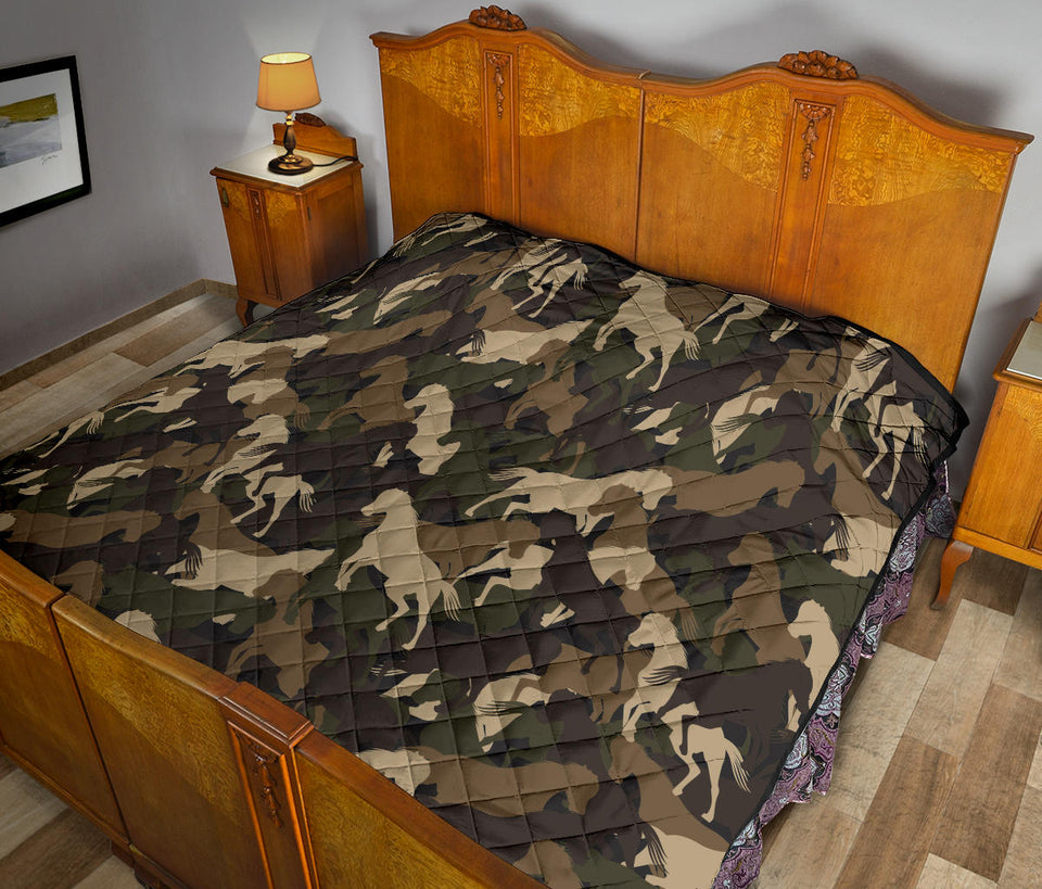 Horse Camo Camouflage Pattern Premium Quilt.