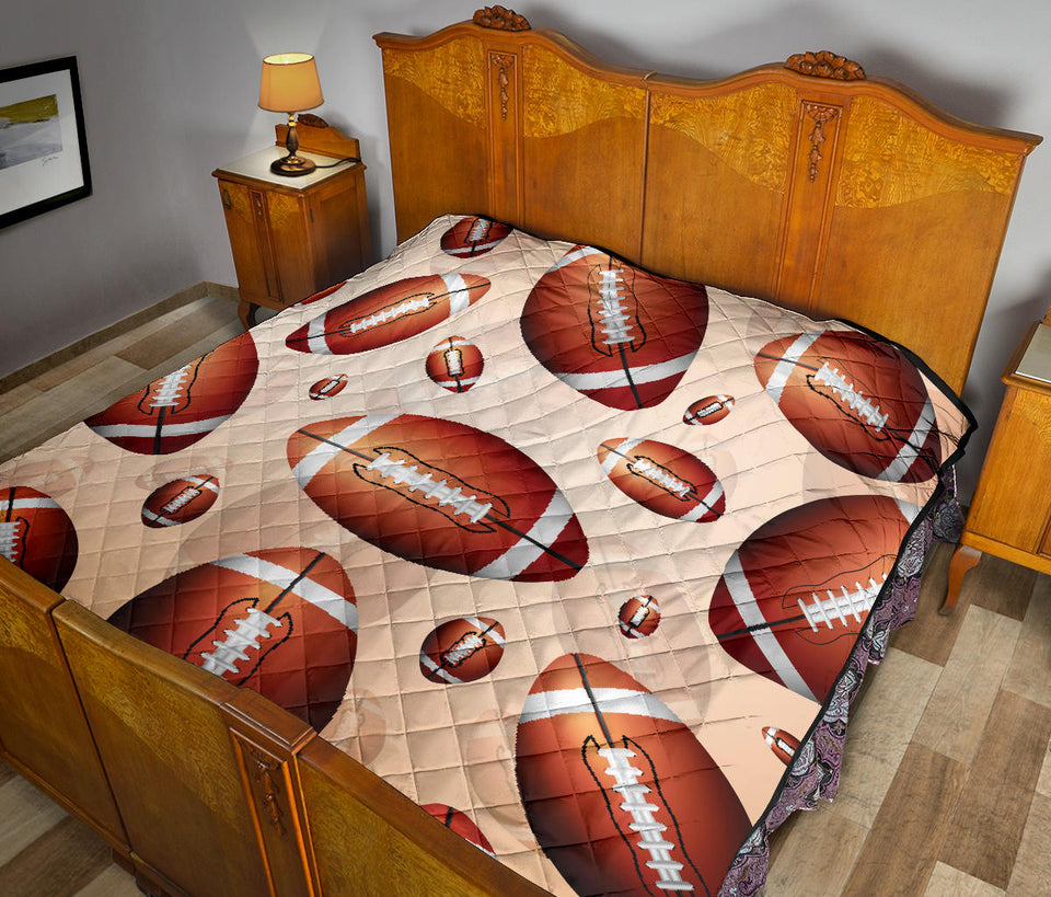 American Football Ball Design Pattern Premium Quilt