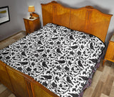 Crow Dark Floral Pattern Premium Quilt
