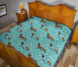 Dachshund Decorative Background Premium Quilt