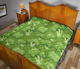 Broccoli Pattern Green Background Premium Quilt