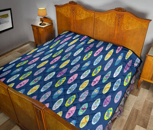 Surfboard Pattern Print Design 03 Premium Quilt