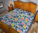 Colorful Mushroom Design Pattern Premium Quilt
