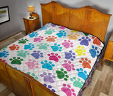 Dog Paws Pattern Print Design 01 Premium Quilt