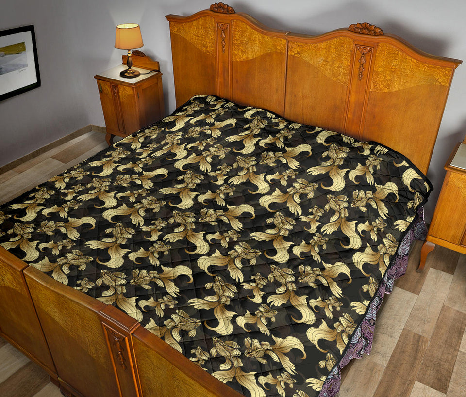 Goldfish Pattern Print Design 01 Premium Quilt