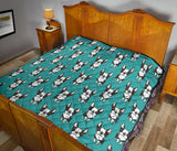 Hand Drawn Boston Terrier Dog Pattern Premium Quilt