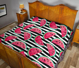 Watercolor Paint Textured Watermelon Pieces Premium Quilt