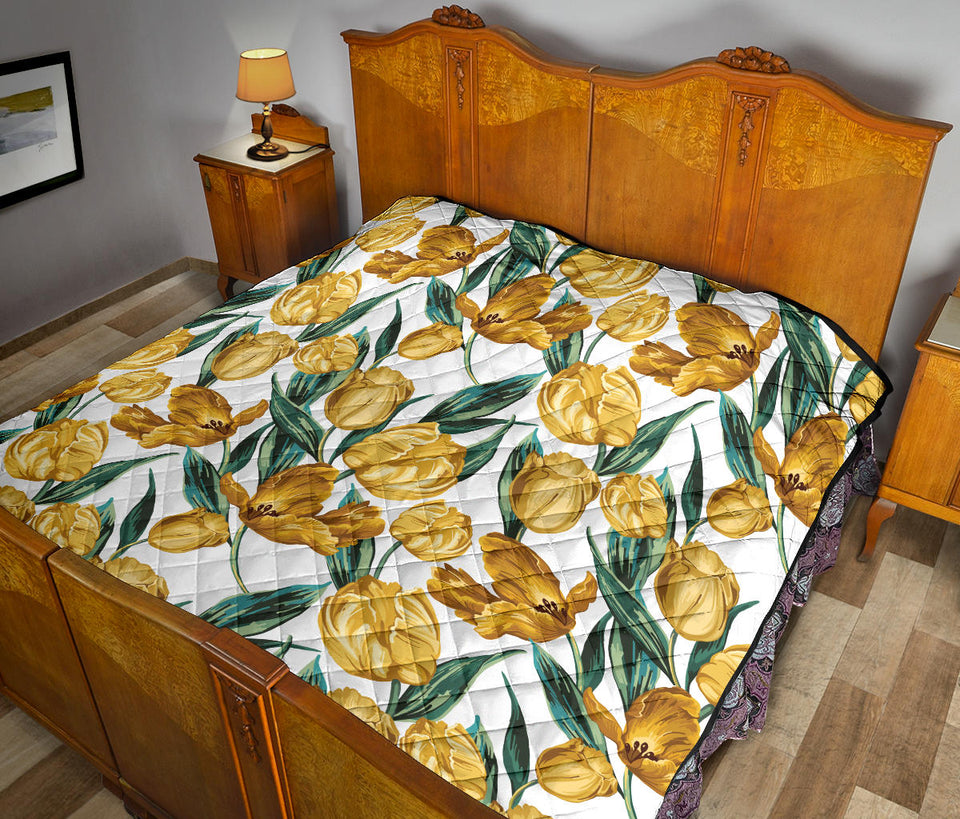 Yellow Tulips Pattern Premium Quilt