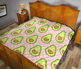 Avocado Heart Pink Background Premium Quilt